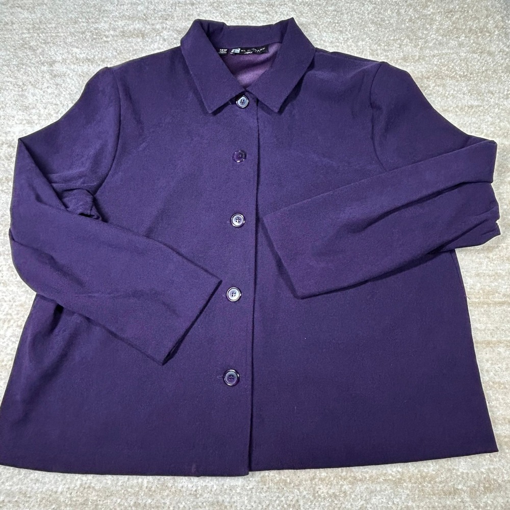 RL Richard Jacket Womens 18W Purple Button Front Long Sleeve Plus Size Casual